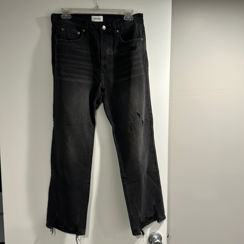 Great condition Pistola Charlie high rise straight washed black jeans